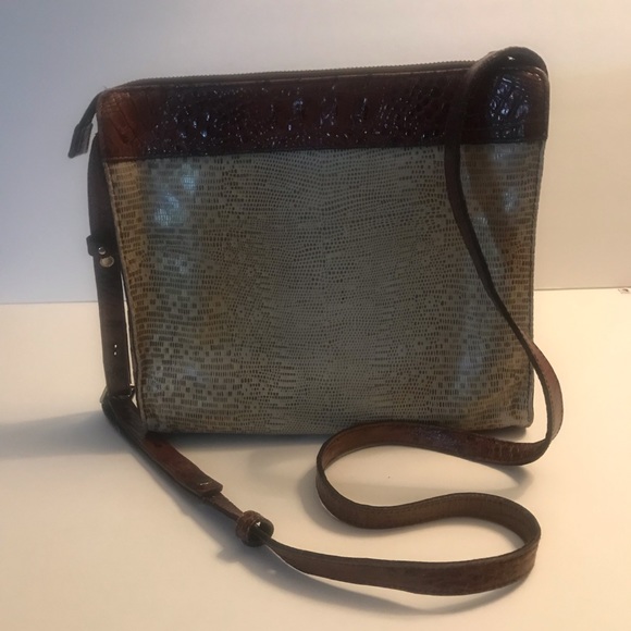 Brahmin Zip Top Croc-Embossed Leather Crossbody Handbag Purse 824 - Picture 5 of 16